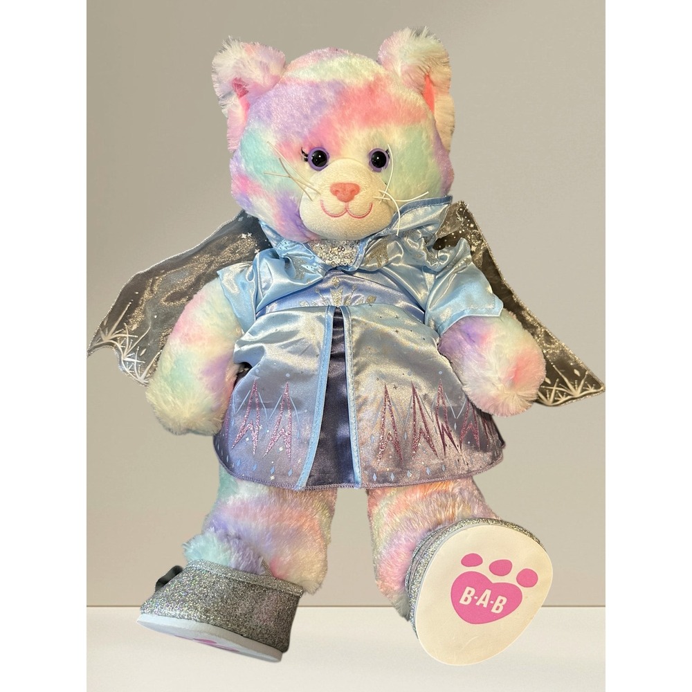 Build a Bear Rainbow Cat Plush‎ Stuffed Animal Frozen Elsa Outfit Sparkle Shoes